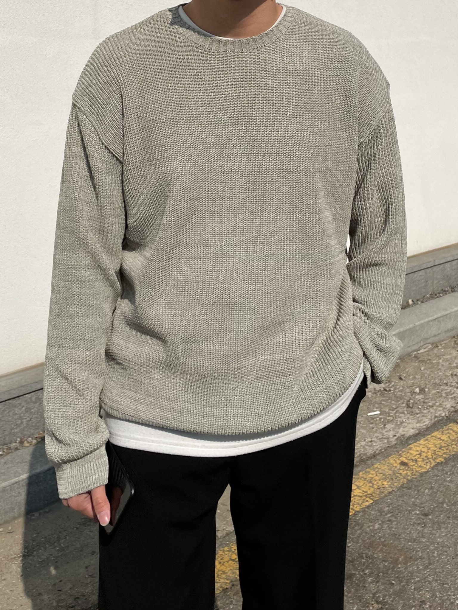 linen mixed long sleeve knit (4color)