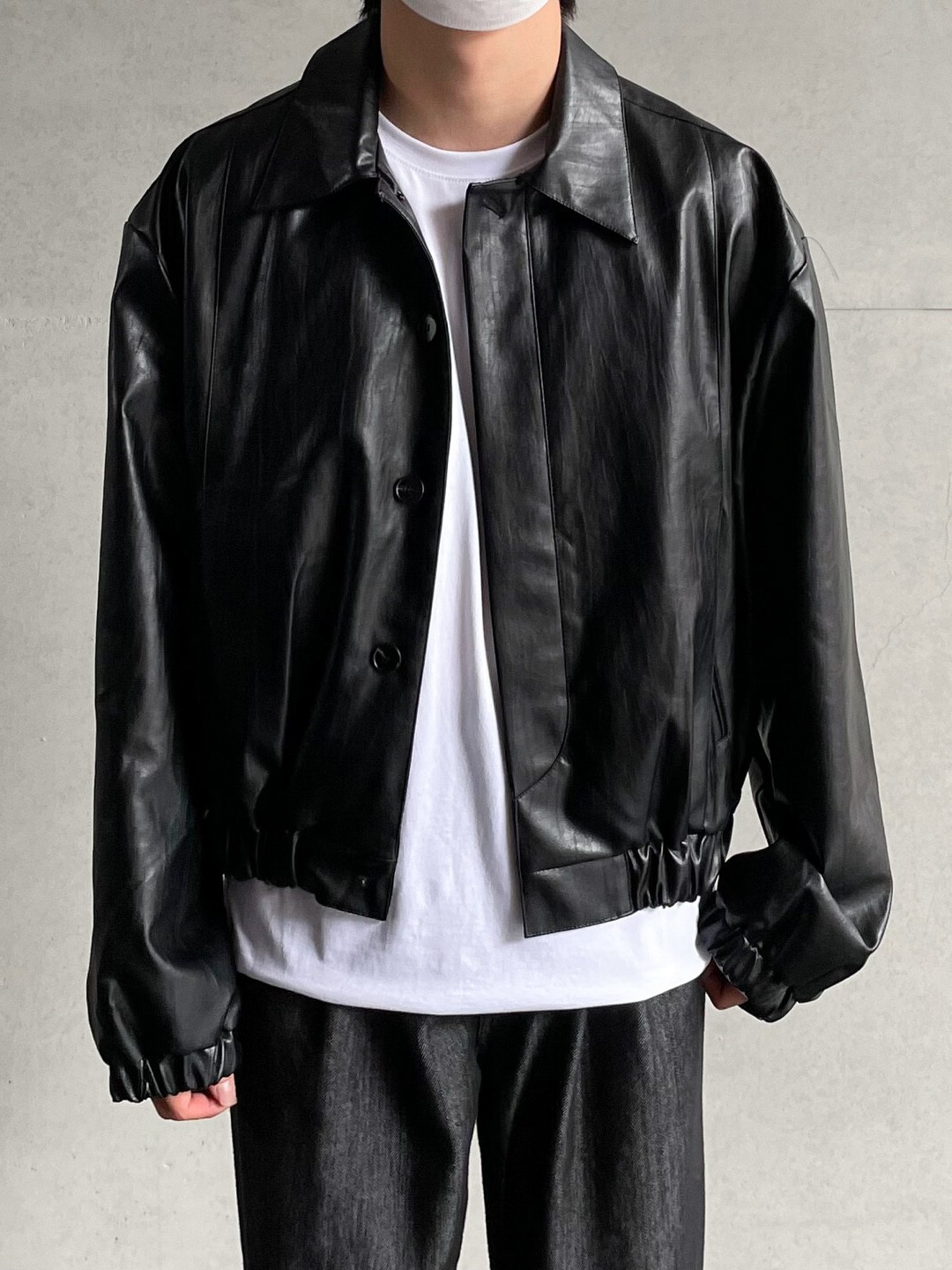 toss crop leather jacket (2color)
