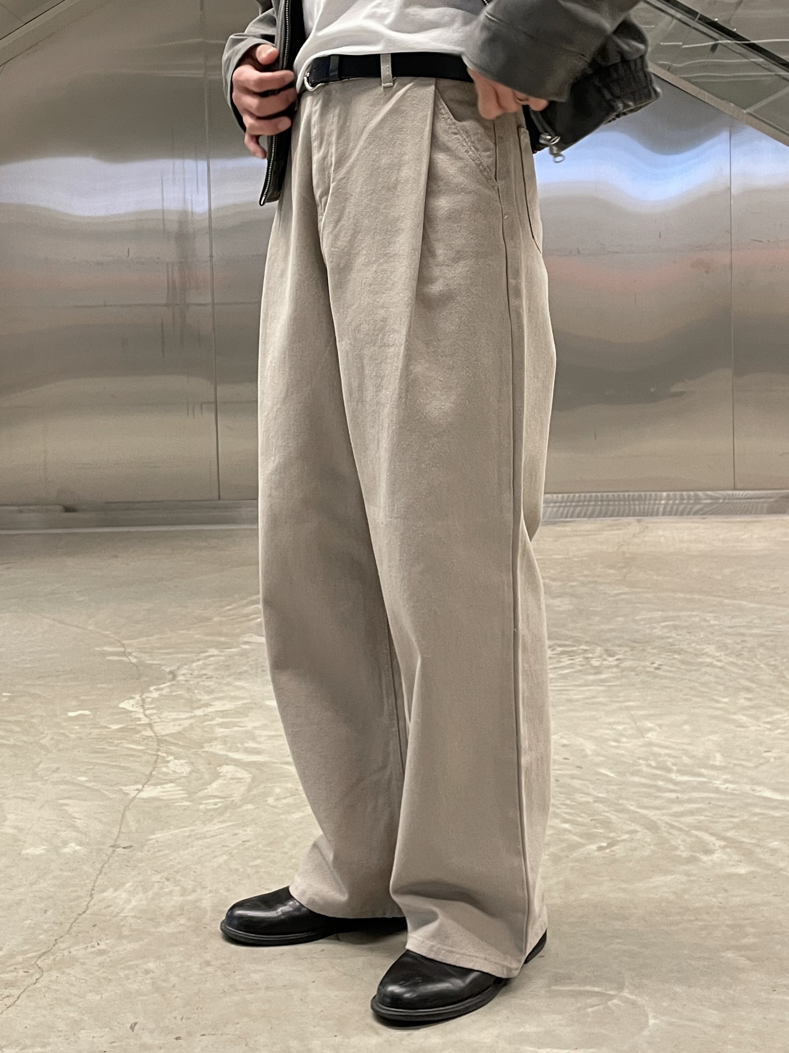 W206 side pin-tuck cotton pants (3color)