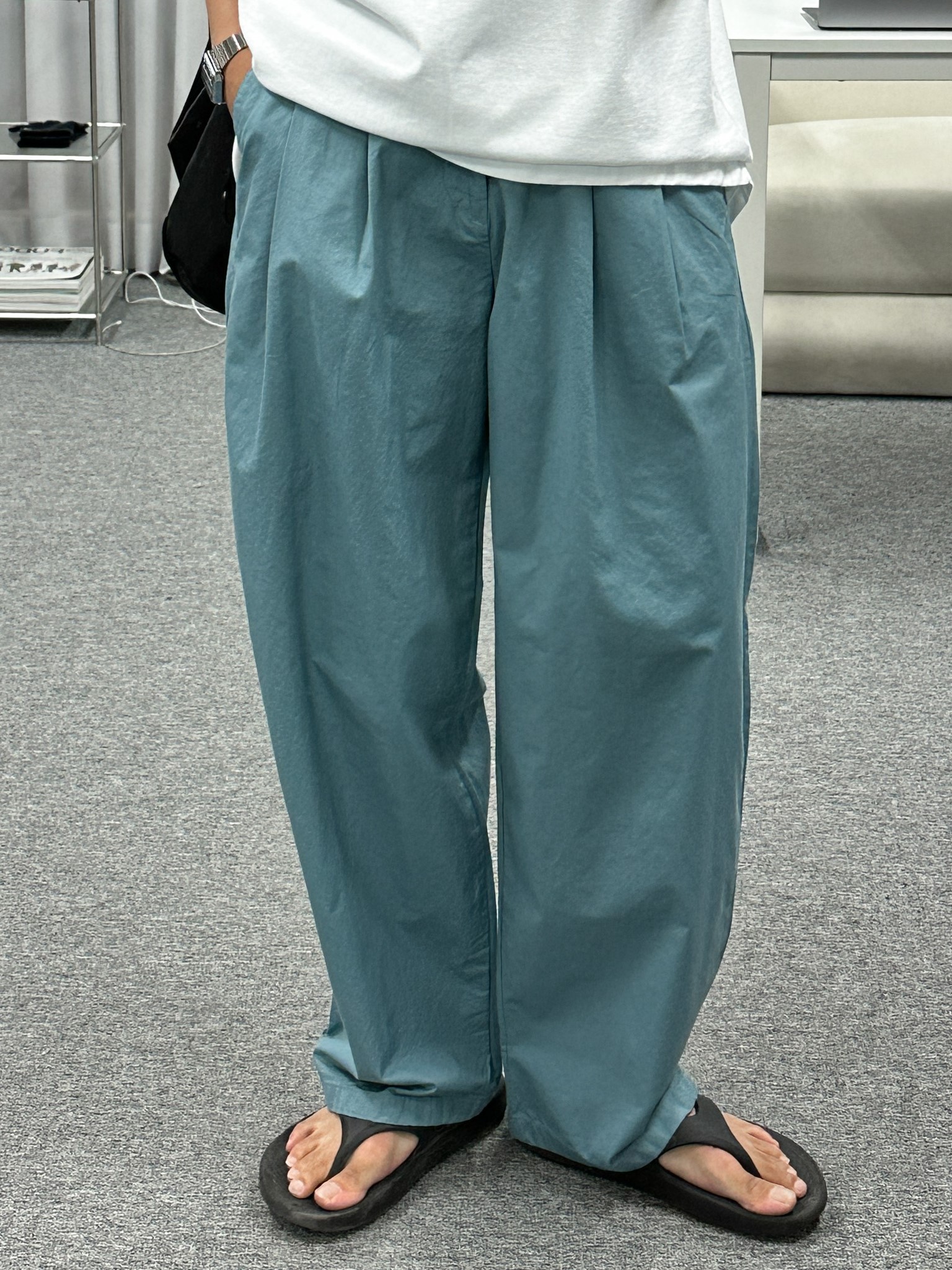 nelson pin-tuck wide pants (KHAKI, SKY BLUE)