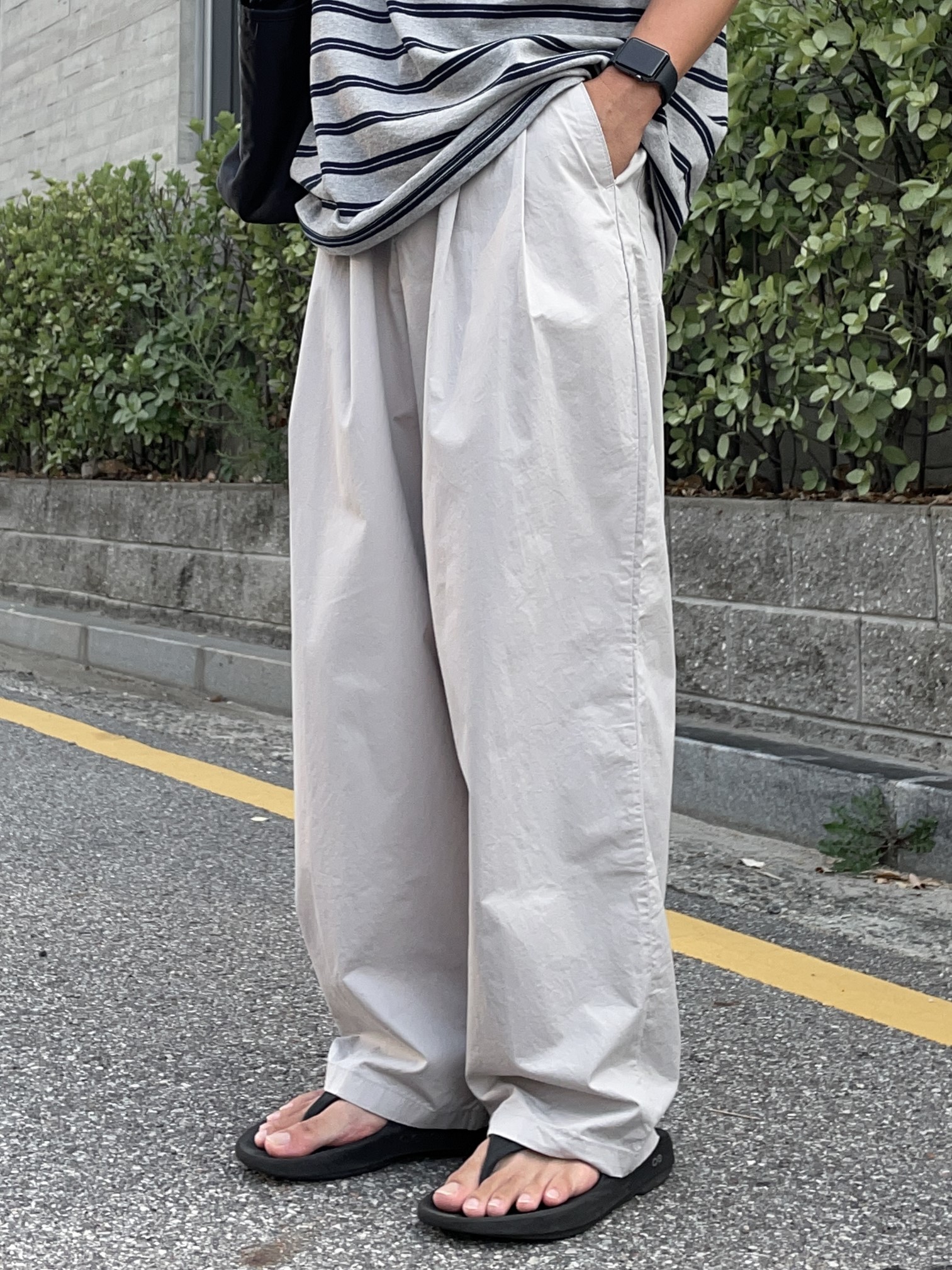 nelson pin-tuck wide pants (GRAY)