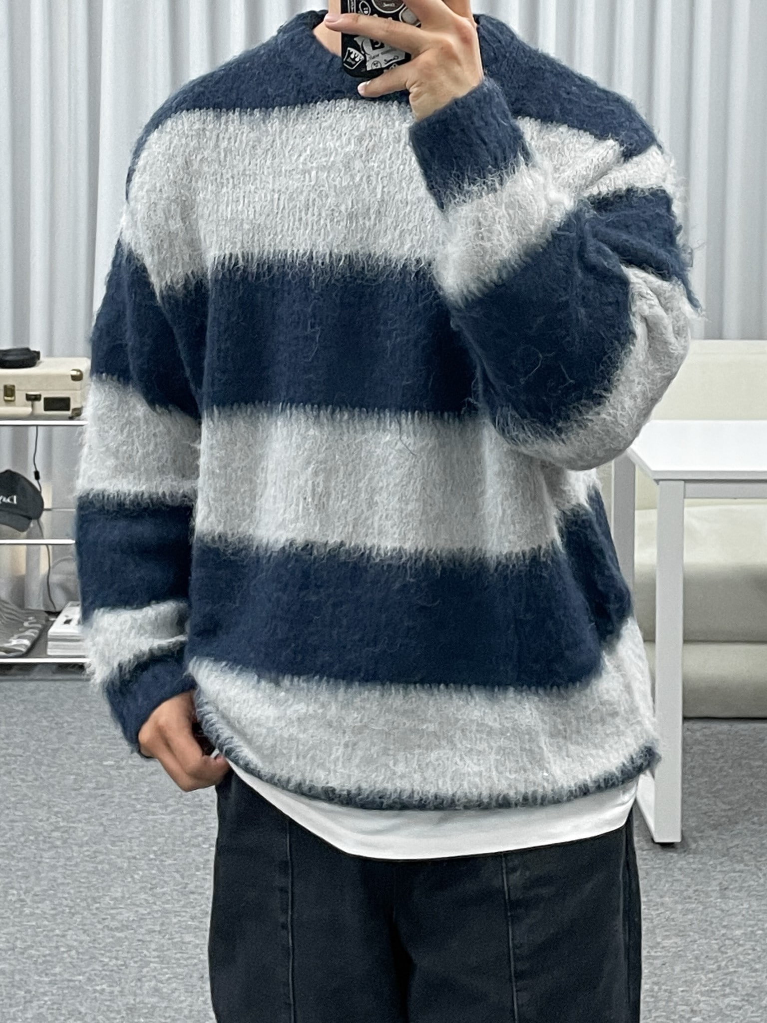 bichon mohair stripe knit (4color)