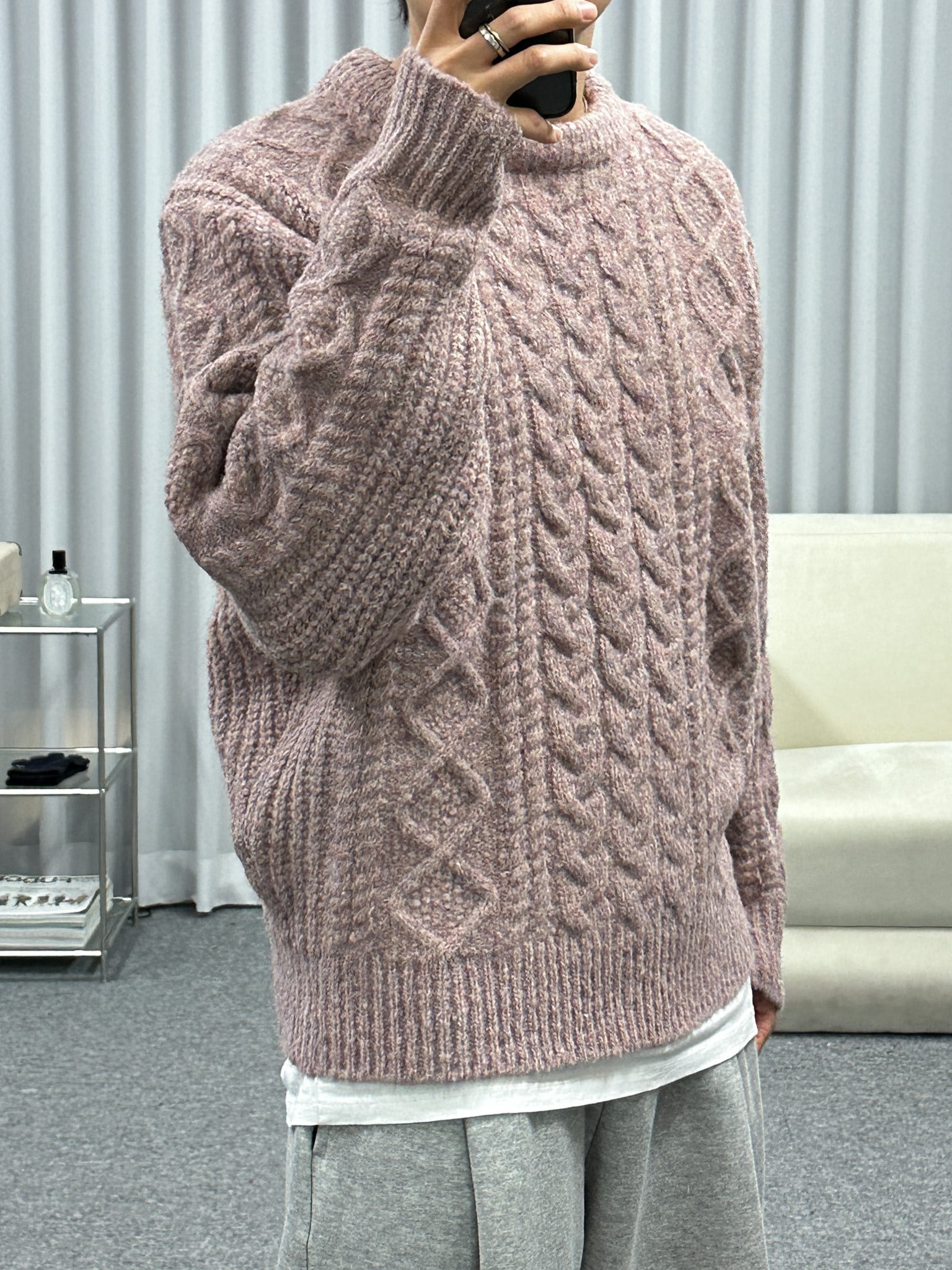 fisherman cable round knit (5color)