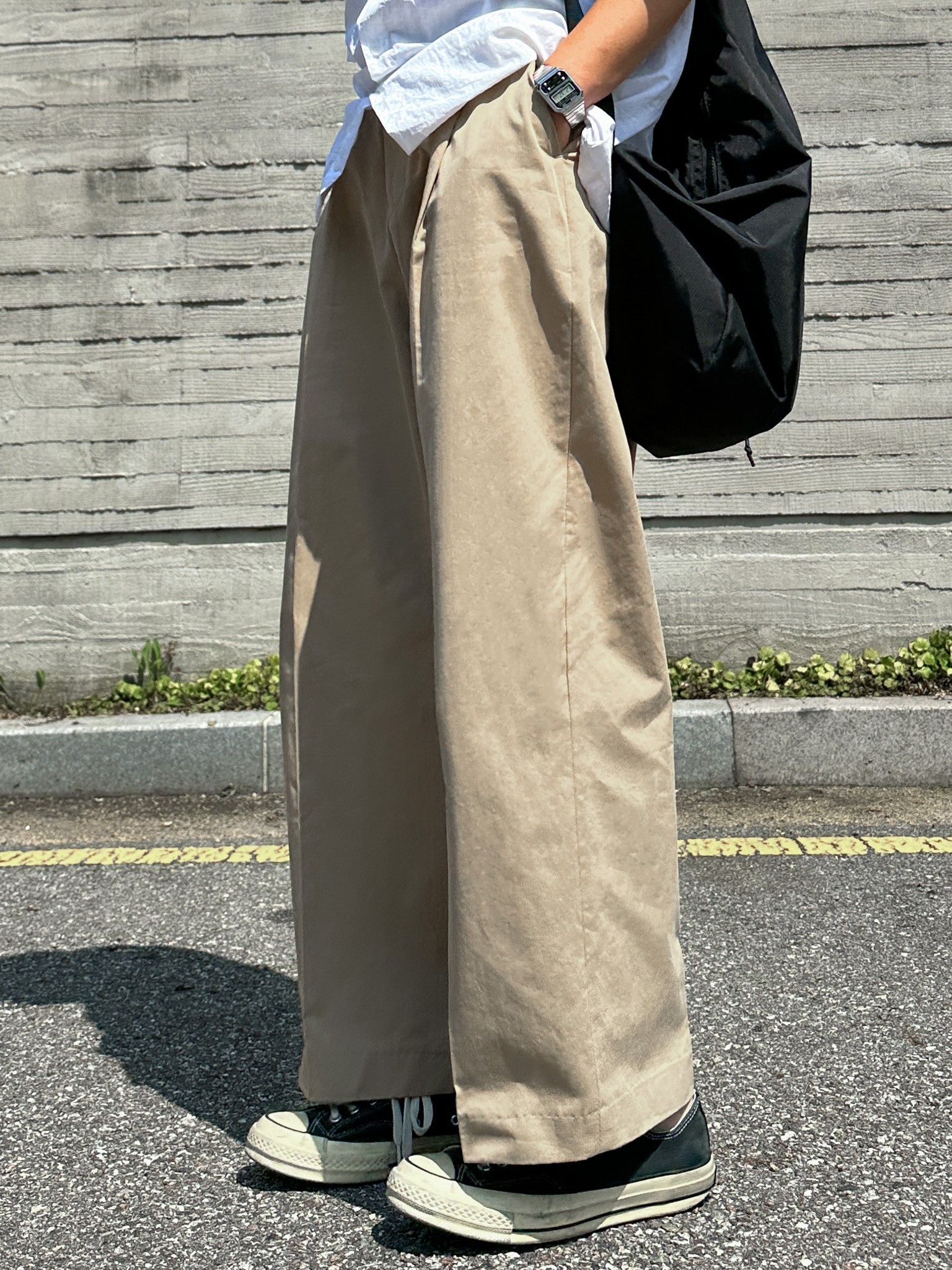 GY one-tuck wide chino pants (4color)