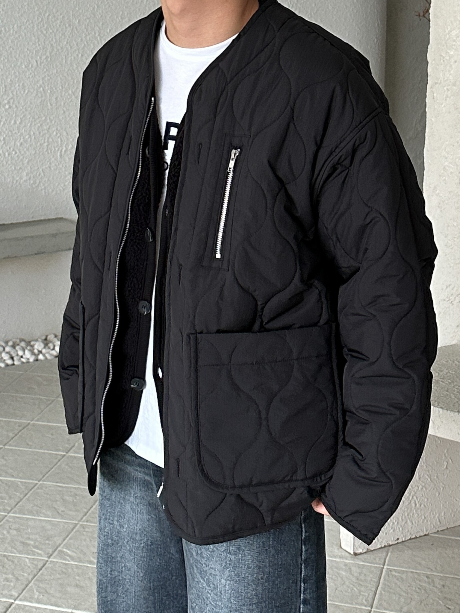ripstop v-neck quilting jacket (2color)