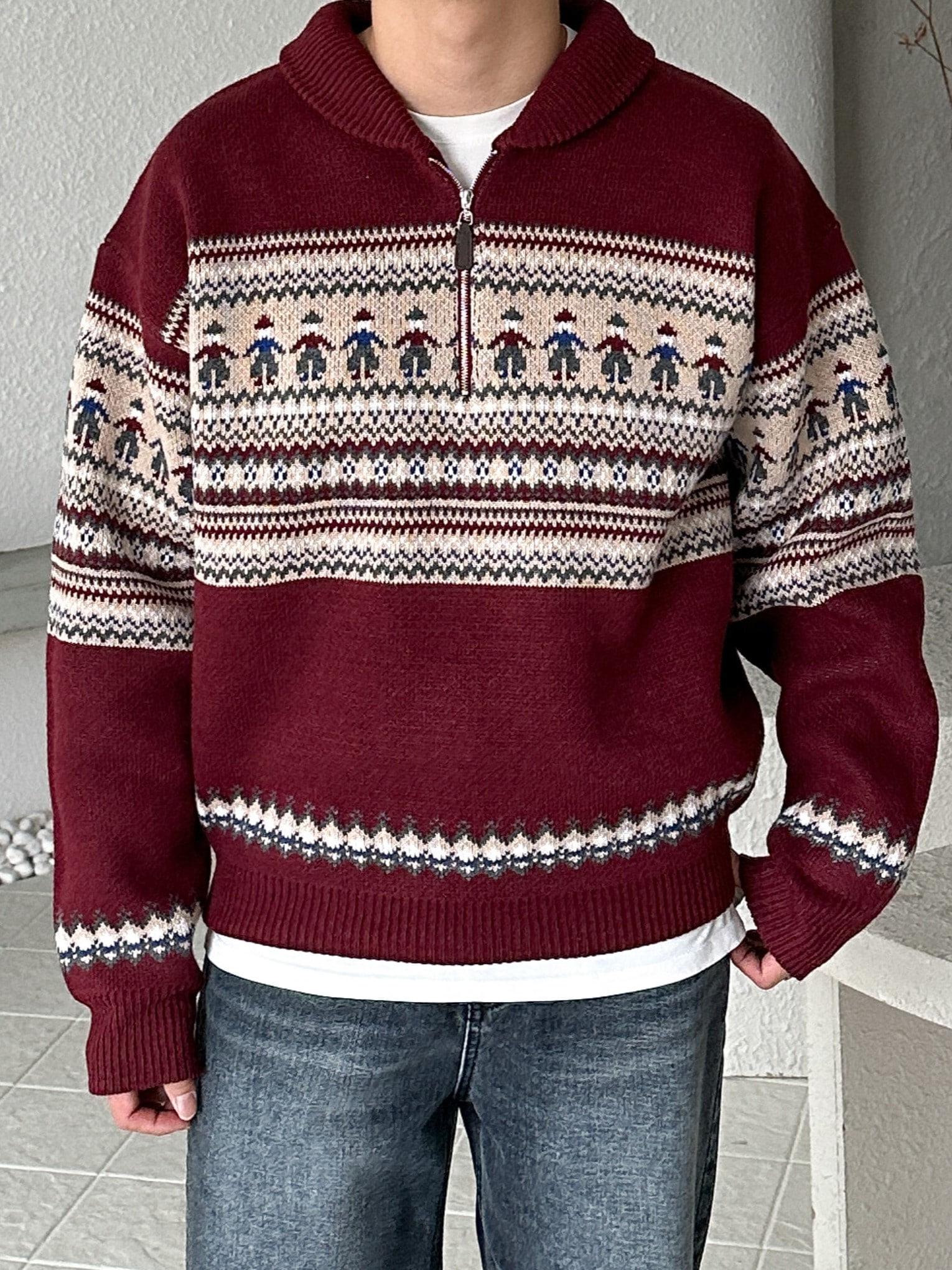 cloth wool half zip-up knit (4color)