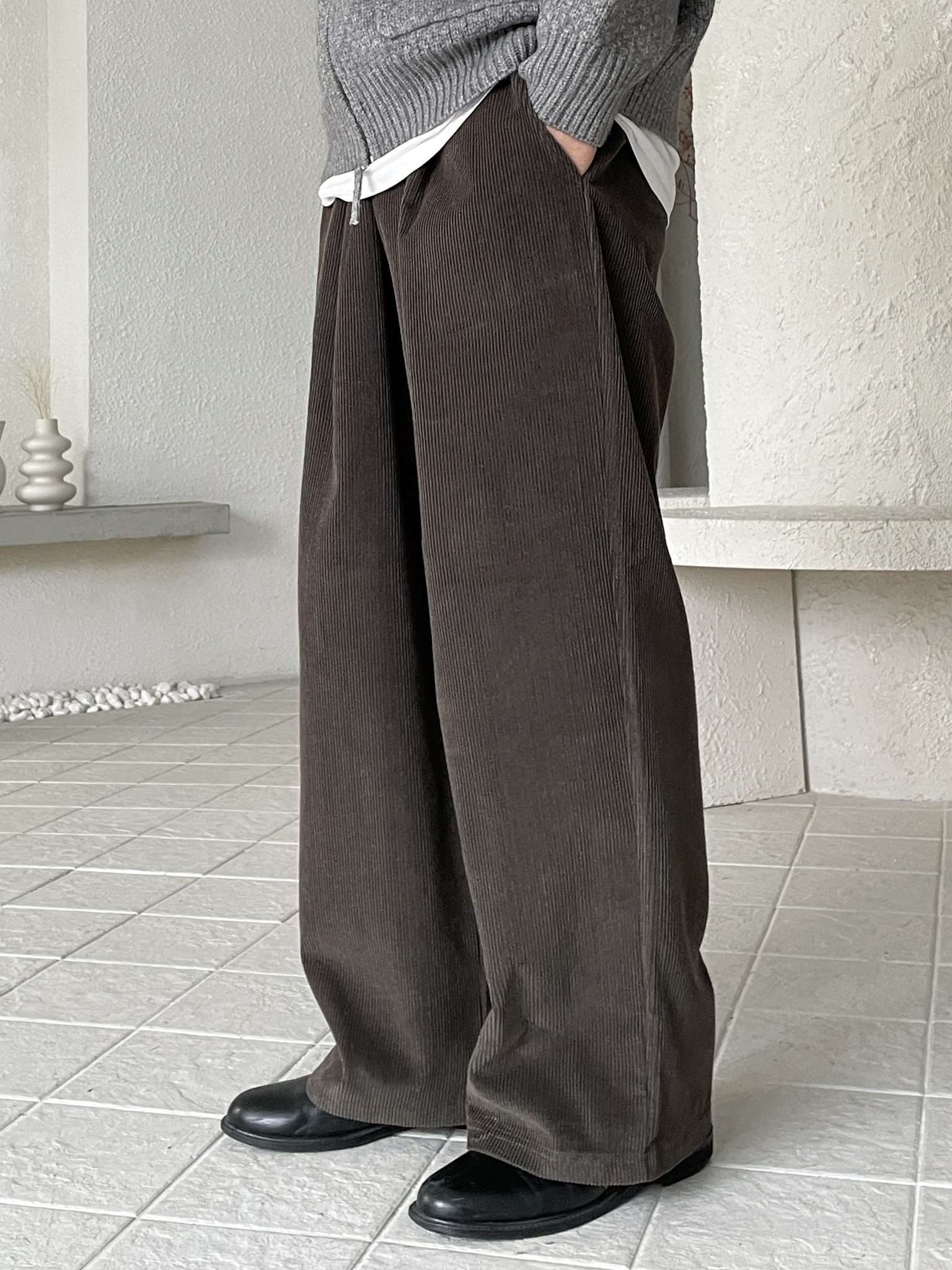 gaco pin-tuck corduroy wide pants (4color)
