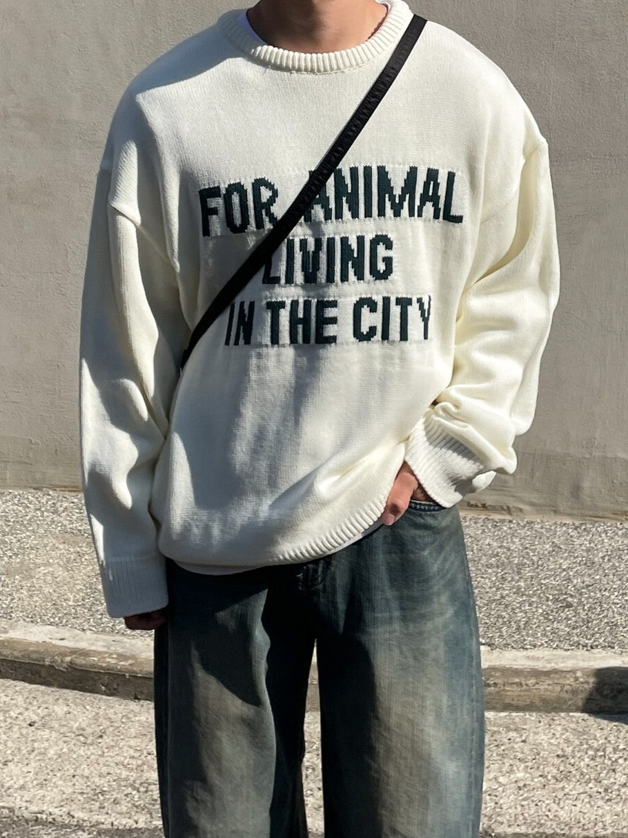 ANIMAL lettering knit (3color)