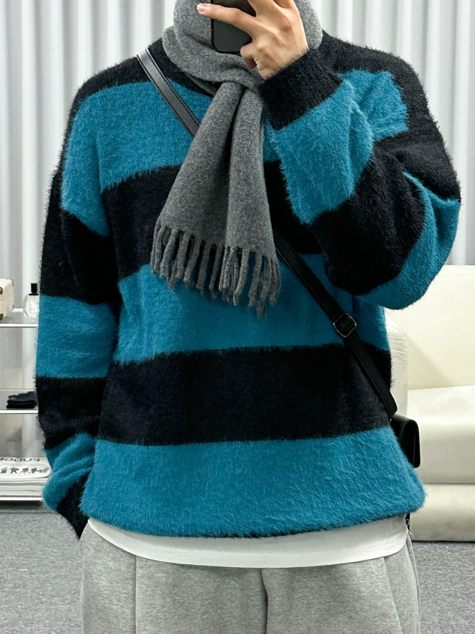 hairy block knit (3color)