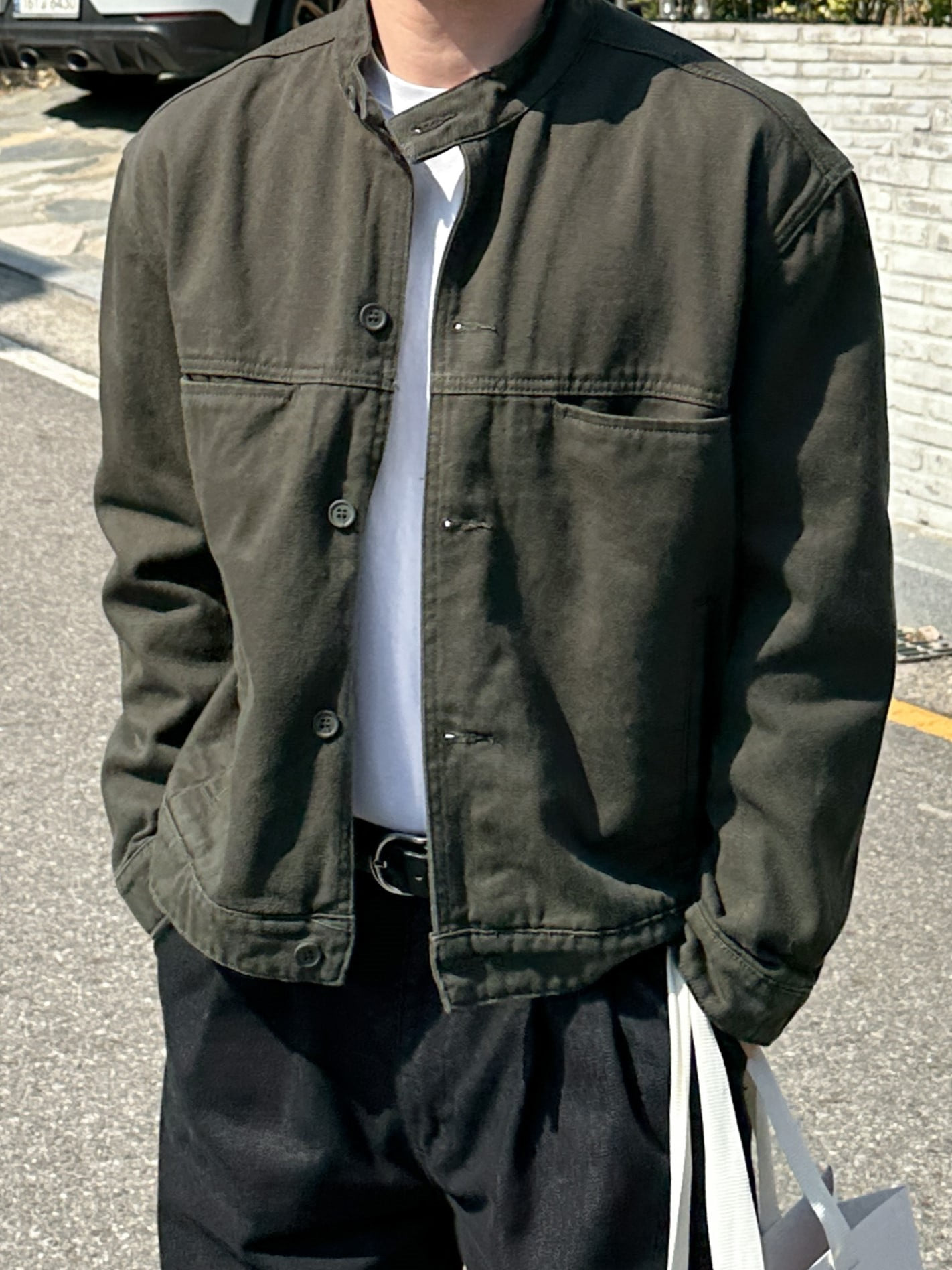 stand collar crop jacket (3color)